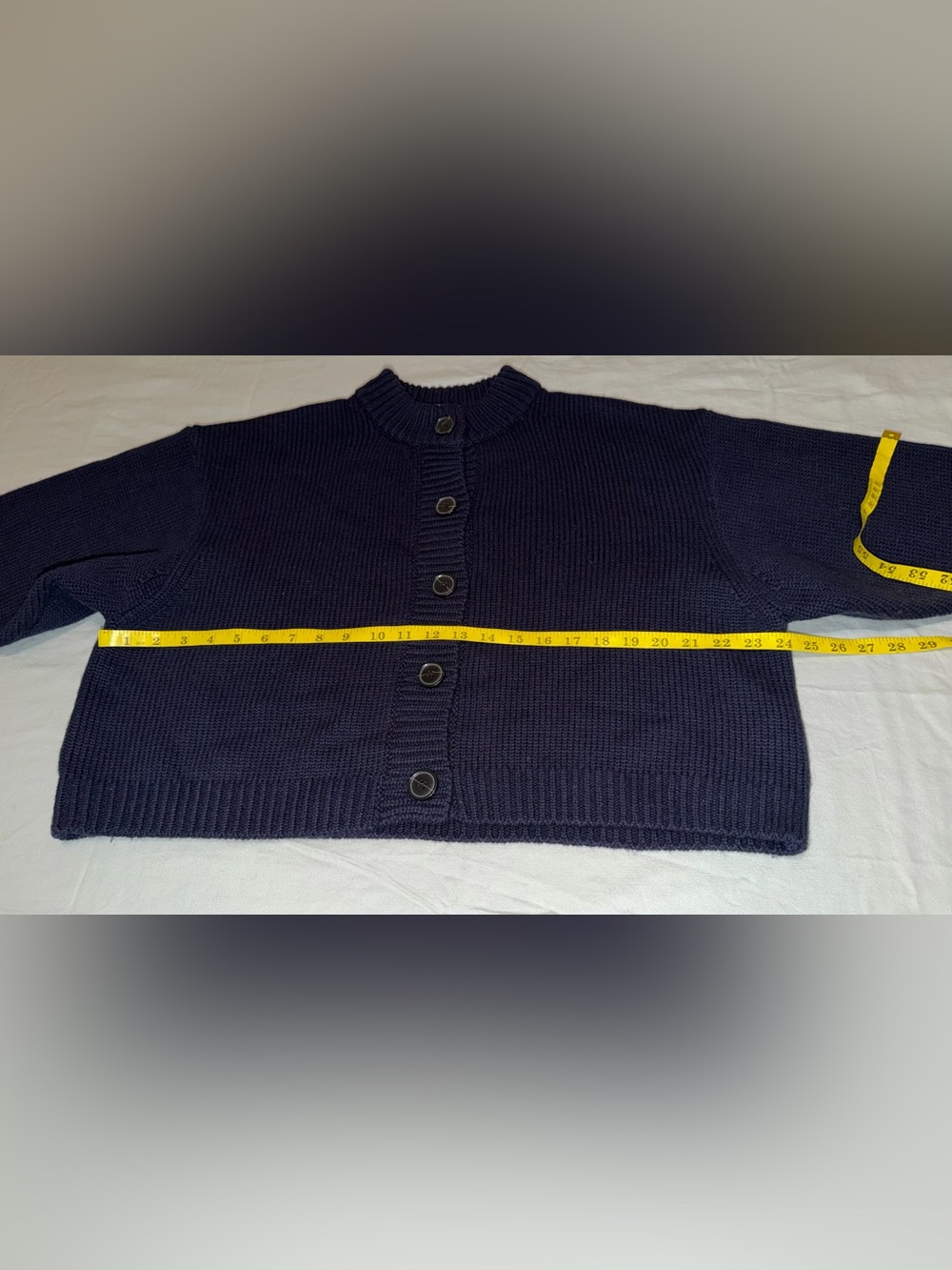 FRAME Chunky Femme Wool Cashmere Rib Knit Cardigan Navy S - Picture 9 of 12